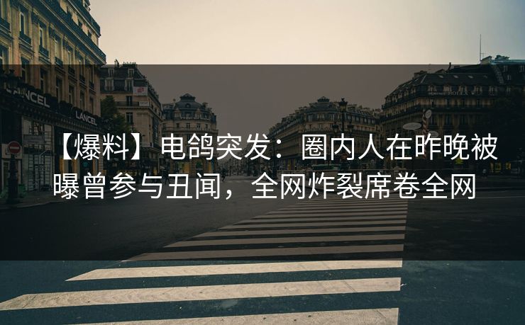【爆料】电鸽突发：圈内人在昨晚被曝曾参与丑闻，全网炸裂席卷全网
