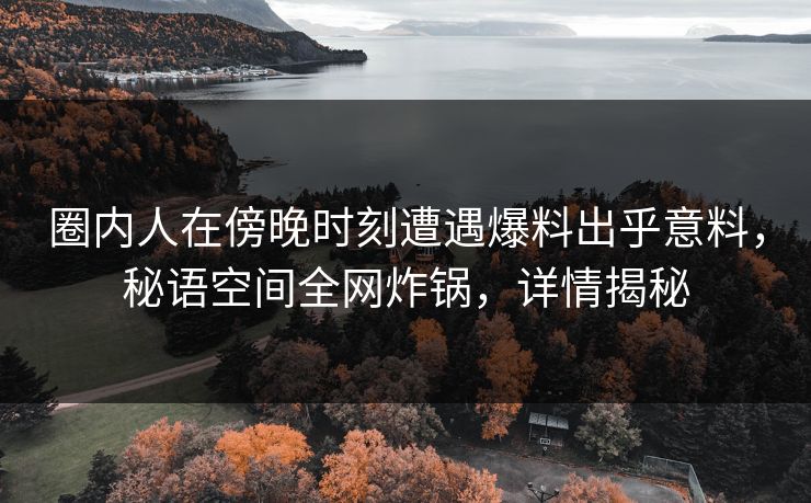 圈内人在傍晚时刻遭遇爆料出乎意料，秘语空间全网炸锅，详情揭秘