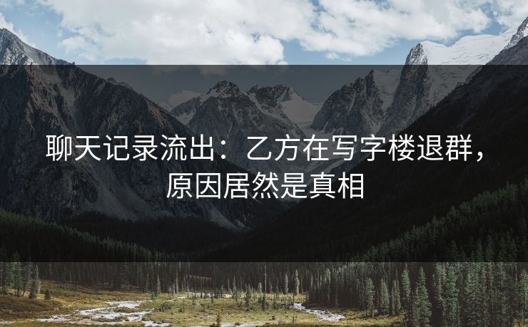 聊天记录流出：乙方在写字楼退群，原因居然是真相