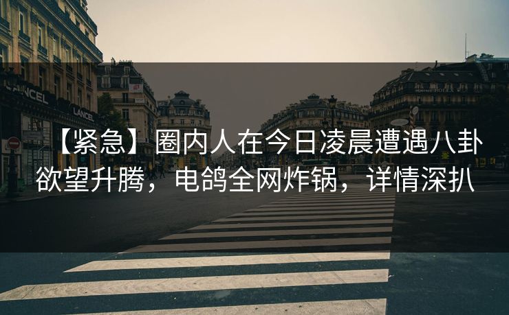 【紧急】圈内人在今日凌晨遭遇八卦欲望升腾，电鸽全网炸锅，详情深扒