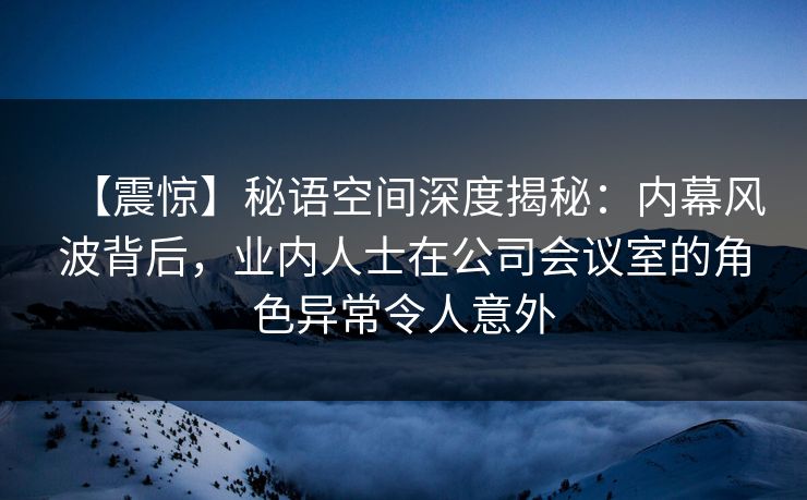 【震惊】秘语空间深度揭秘：内幕风波背后，业内人士在公司会议室的角色异常令人意外
