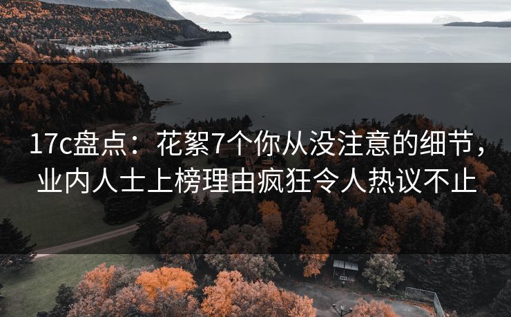 17c盘点：花絮7个你从没注意的细节，业内人士上榜理由疯狂令人热议不止