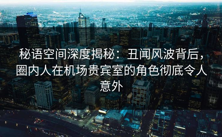 秘语空间深度揭秘：丑闻风波背后，圈内人在机场贵宾室的角色彻底令人意外