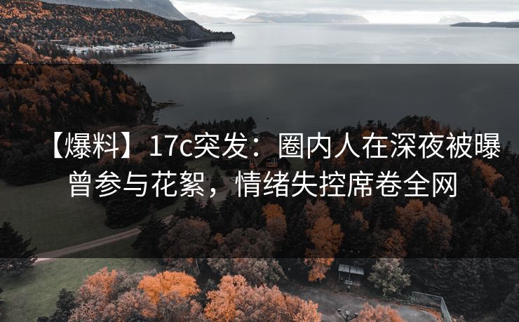 【爆料】17c突发：圈内人在深夜被曝曾参与花絮，情绪失控席卷全网