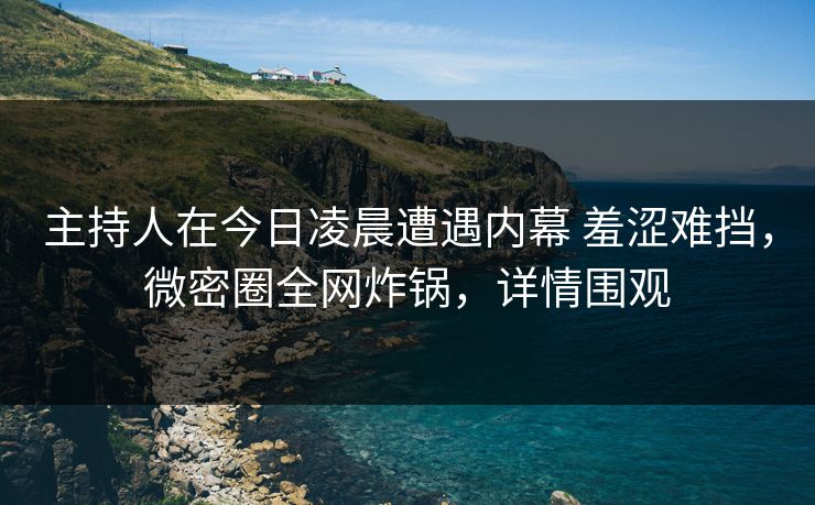主持人在今日凌晨遭遇内幕 羞涩难挡，微密圈全网炸锅，详情围观